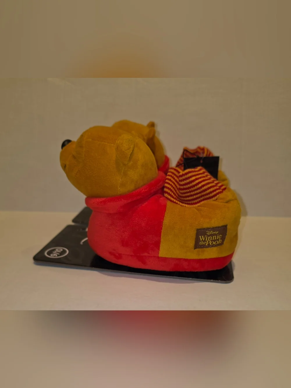 Disney Winnie the Pooh Mini Plush Children's Slippers - Yellow & Red Sz 9/10